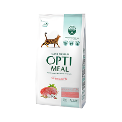 OptiMeal Düşük Tahıllı Dana Etli Kısırlaştırılmış Kedi Maması (1,5 kg)