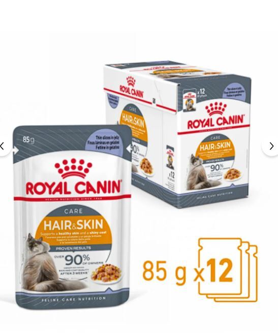 Royal Canin Hair&Skin Tüy ve Deri Sağlığı için Jöle İçerisinde Yaş Kedi Maması 12 x 85g