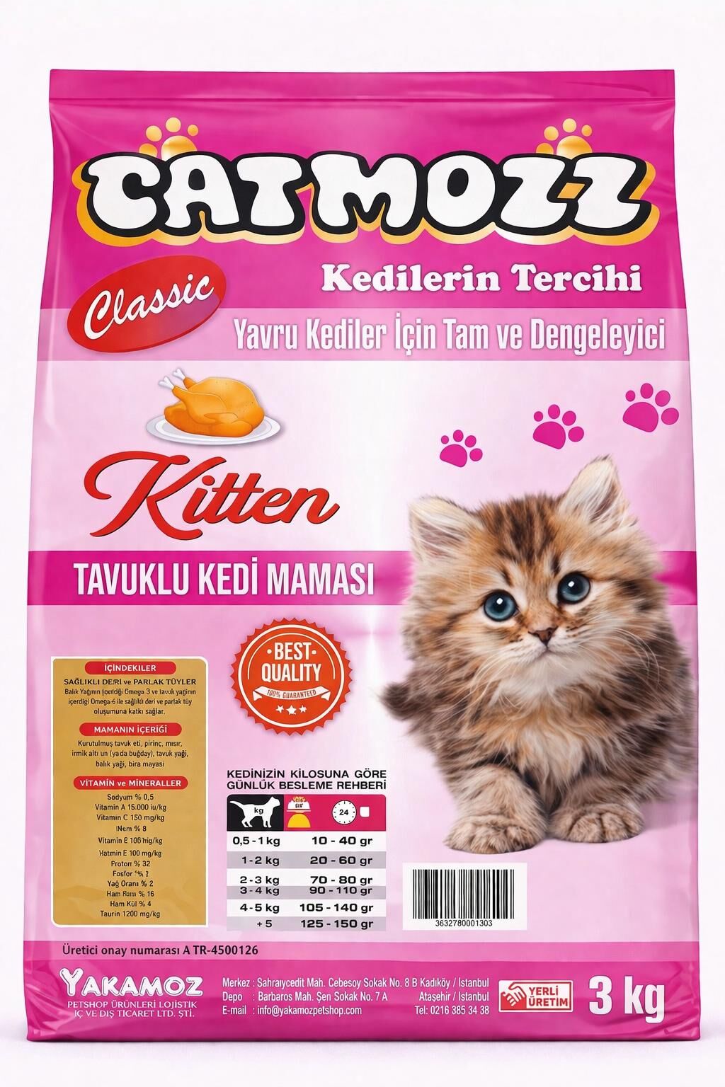 CatMozz Classic Tavuklu Kitten Yavru Kedi Maması 3 Kg