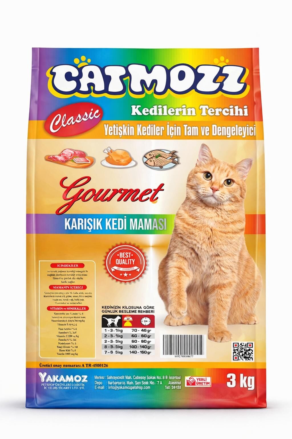 CatMozz Classic Mix Gourmet Karışık Yetişkin Kedi Maması 3 Kg
