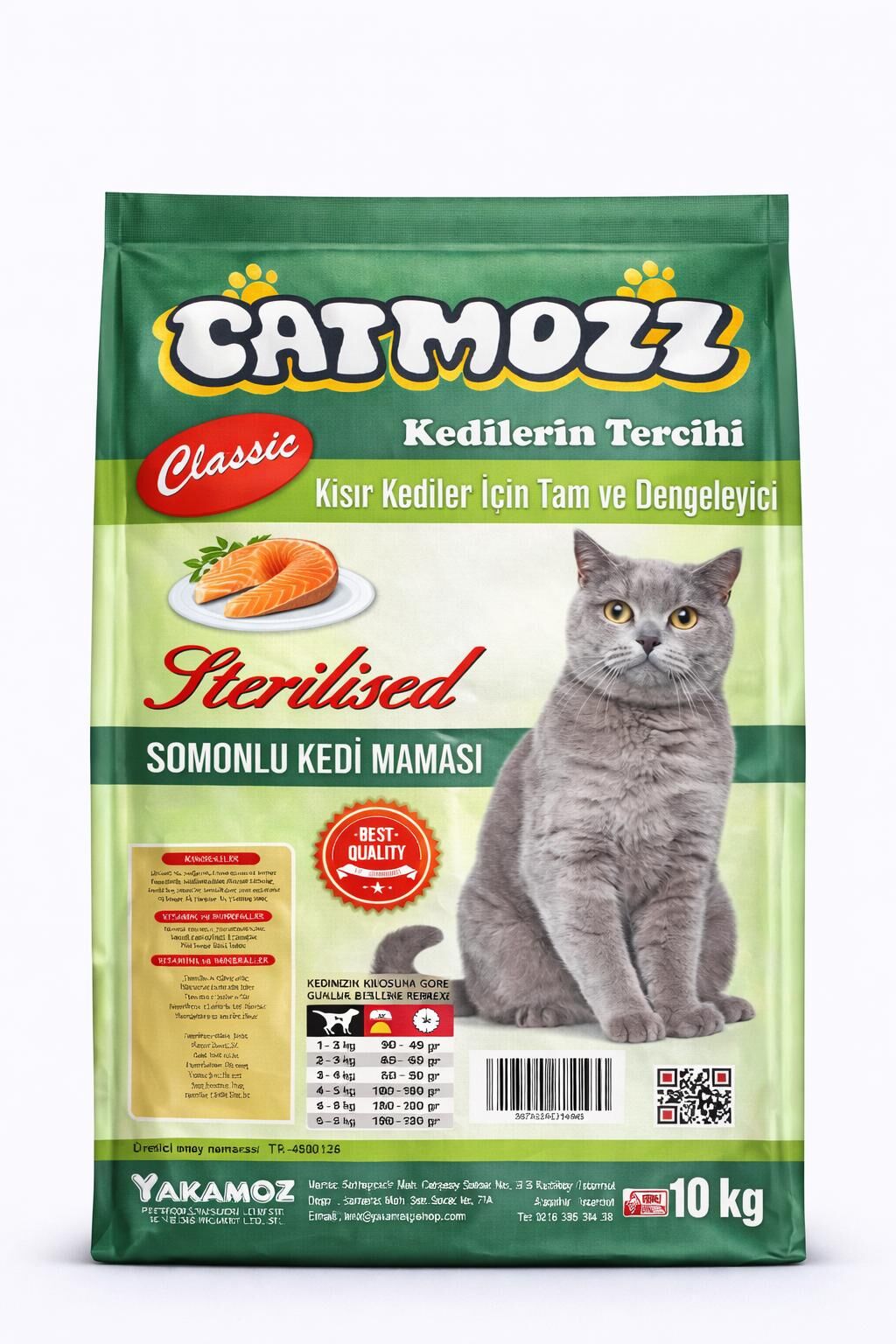 CatMozz Classic Somonlu Sterilised Kısır Yetişkin Kedi Maması 10 Kg