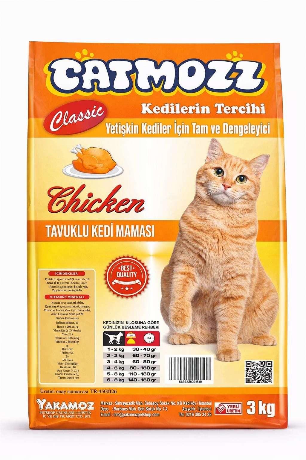 CatMozz Classic Tavuklu Yetişkin Kedi Maması 3 Kg