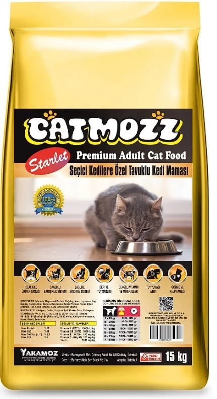 CatMozz Starlet Premium Tavuklu Seçiçi Kedilere Özel Yetişkin Kedi Maması 15 Kg