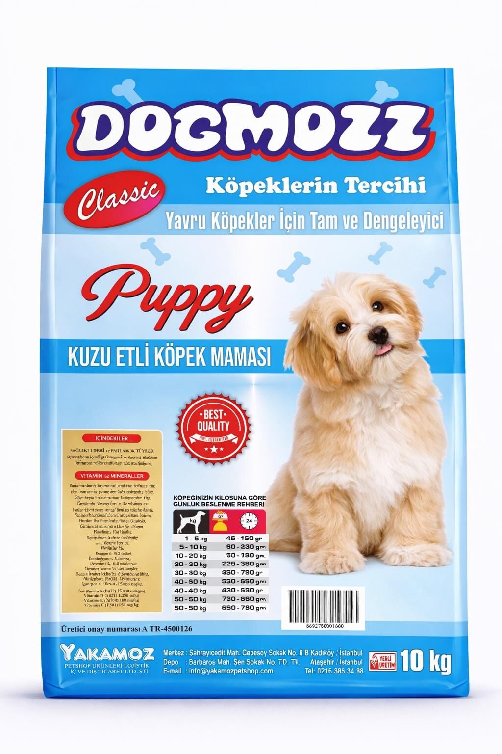 DogMozz Classic Kuzulu Puppy Yavru Köpek Maması 10 Kg