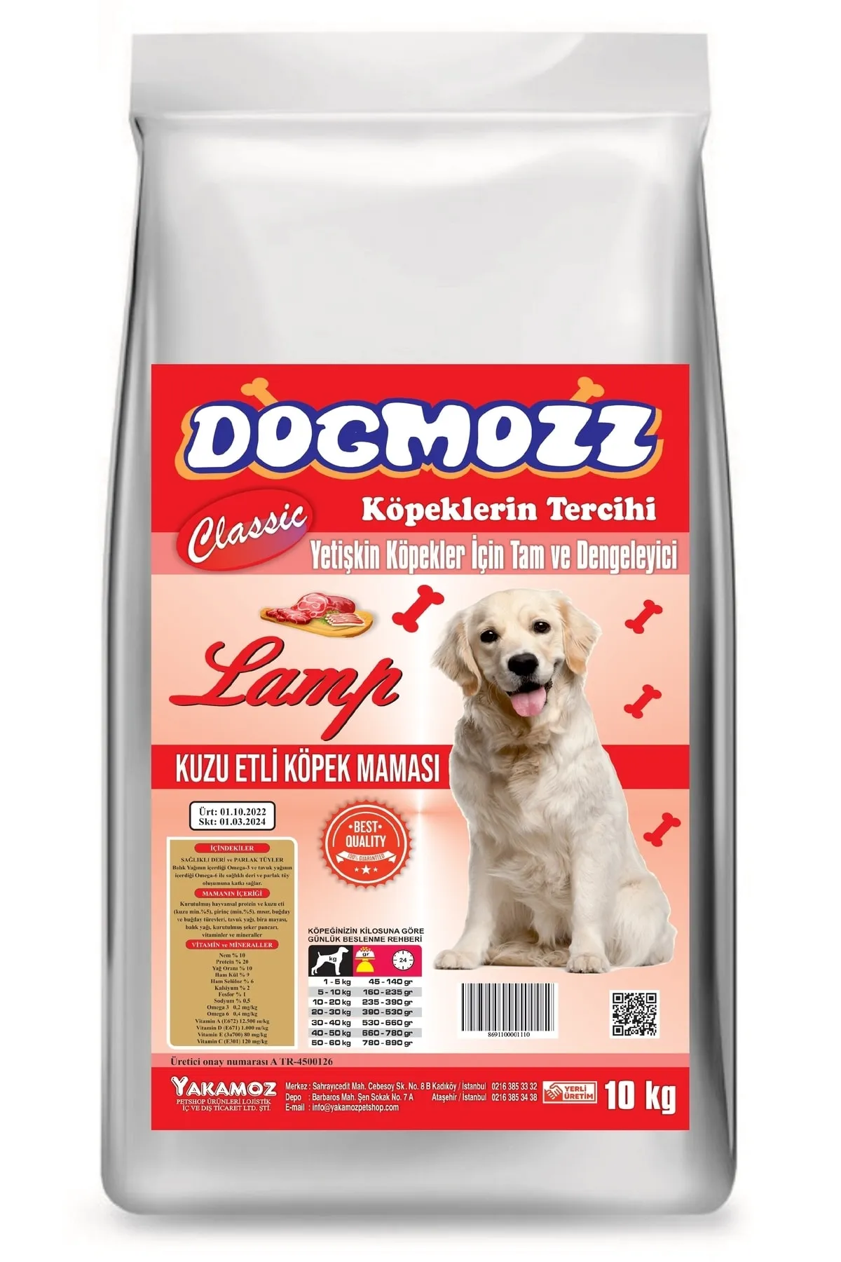 DogMozz Classic Kuzulu Köpek Maması 10 Kg