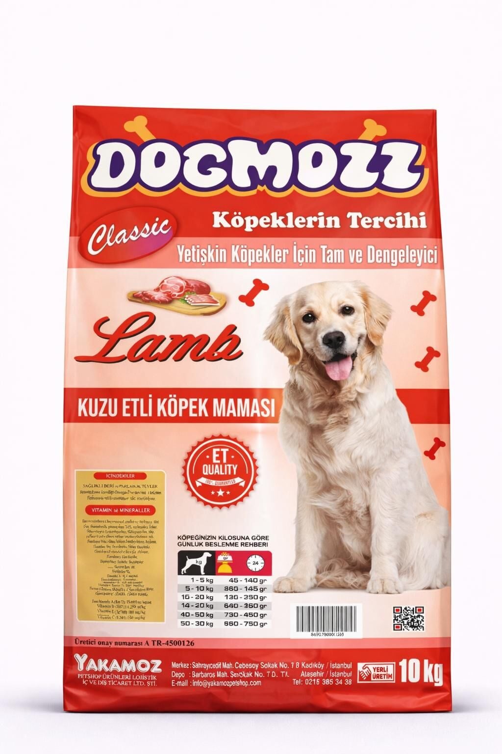 DogMozz Classic Kuzulu Köpek Maması 10 Kg