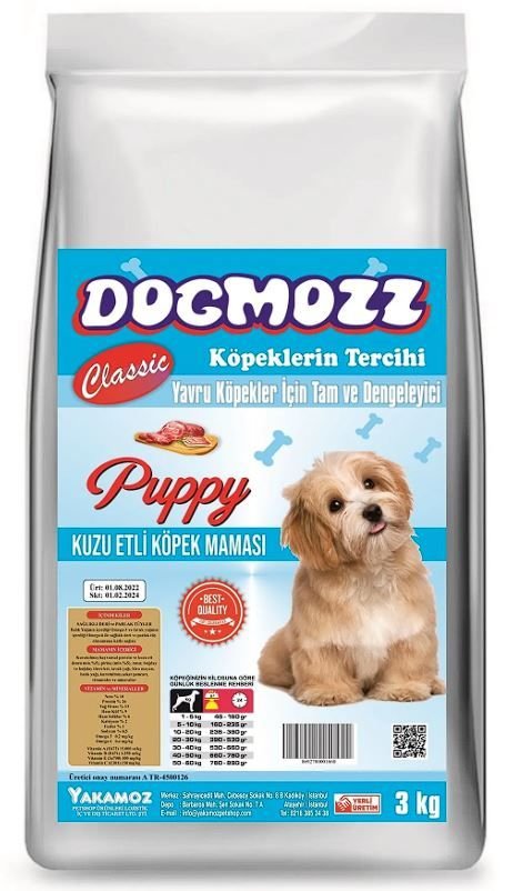 DogMozz Classic Kuzulu Puppy Yavru Köpek Maması 3 Kg