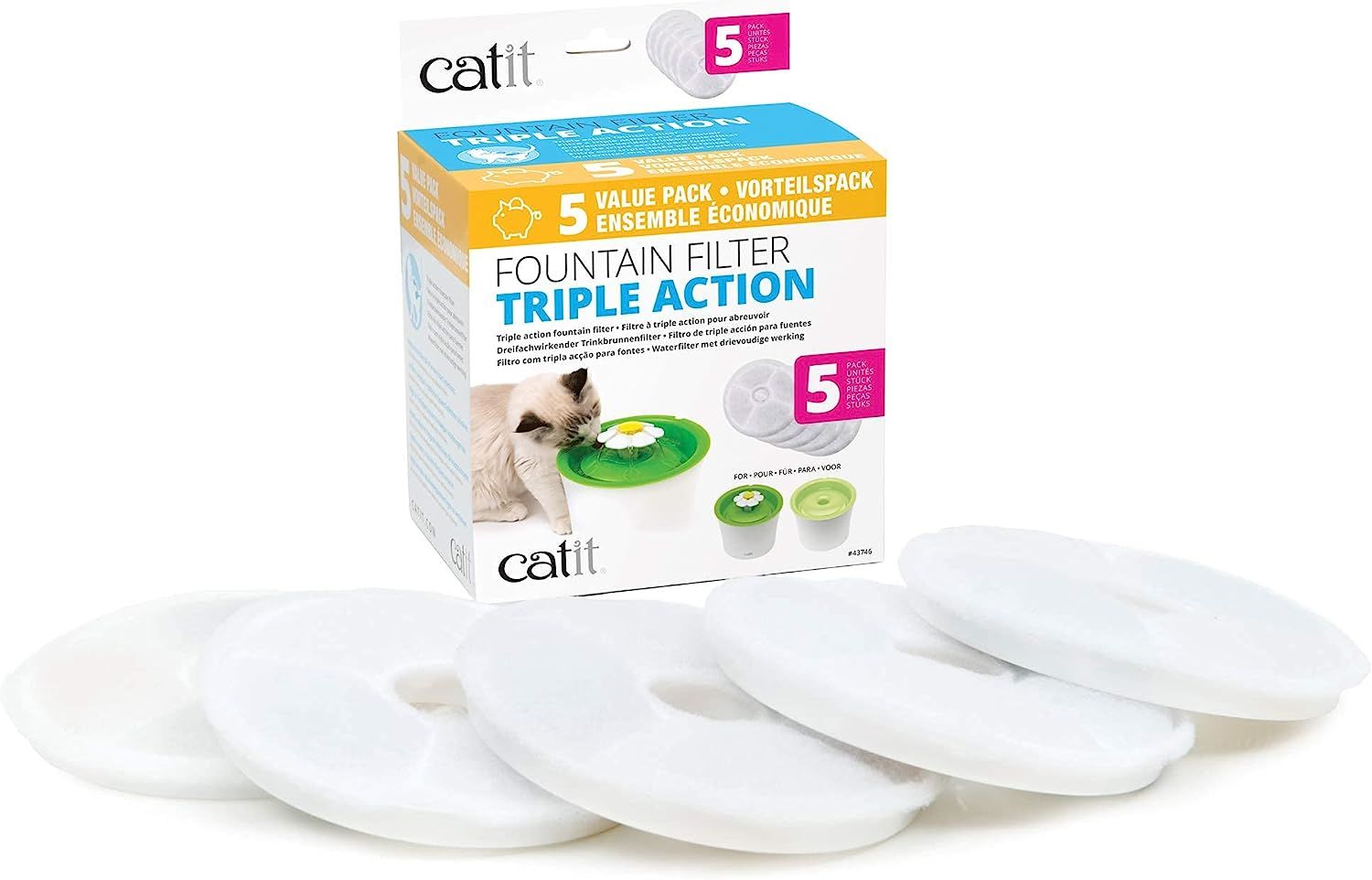 Catit 2.0 Triple Action Filtre Yedek 43747W 43742W 55600 5 Adet