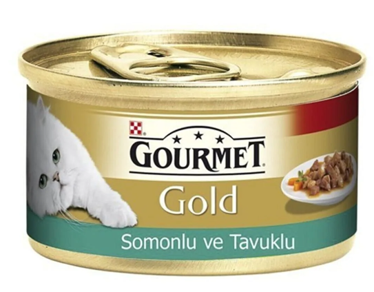 Gourmet Gold Parça Etli Ve Soslu Somonlu Ve Tavuklu Kedi Konservesi 85 Gr
