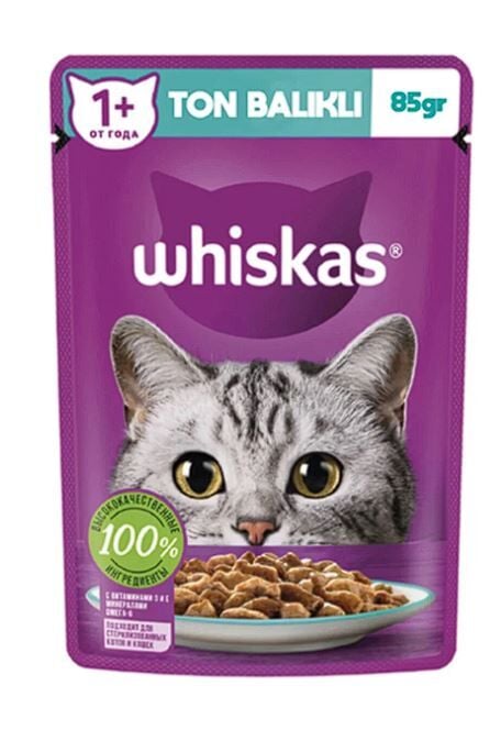Whiskas Pouch Jöle İçinde Ton Balıklı Yetişkin Kedi Konservesi 28 Adet 85 Gr