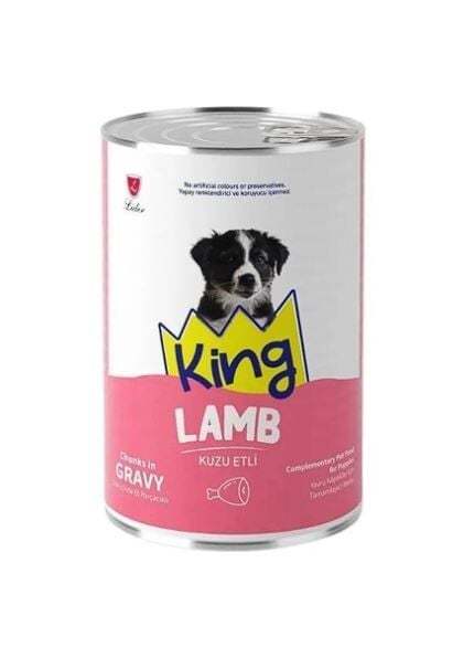 King Sos İçerisinde Et Parçacıklı Kuzu Etli Yavru Köpek Konservesi 400gr