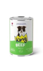 King Sos İçinde Et Parçacıklı Dana Etli Yetişkin Köpek Konservesi 400 gr