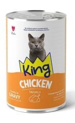King Sos İçerisinde Et Parçacıklı Tavuklu Kedi Konservesi 400 Gr