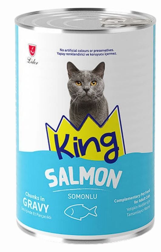 King Sos İçerisinde Et Parçacıklı Somonlu Kedi Konservesi 400 gr