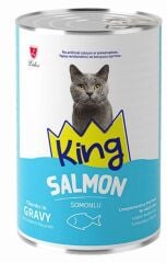 King Sos İçerisinde Et Parçacıklı Somonlu Kedi Konservesi 400 gr