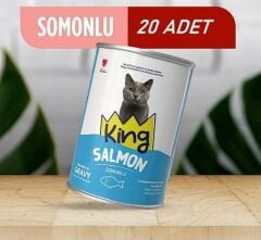 King Sos İçerisinde Et Parçacıklı Somonlu Kedi Konservesi 400 Gr*20 ADET