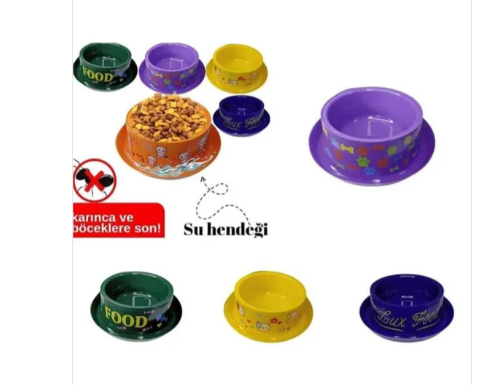 CatMozz Baskılı Plastik Mama Kabı Orta