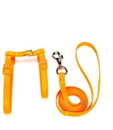 Doggie Dokuma Kedi Gezdirme Göğüs Tasma Takımı Turuncu KT-10