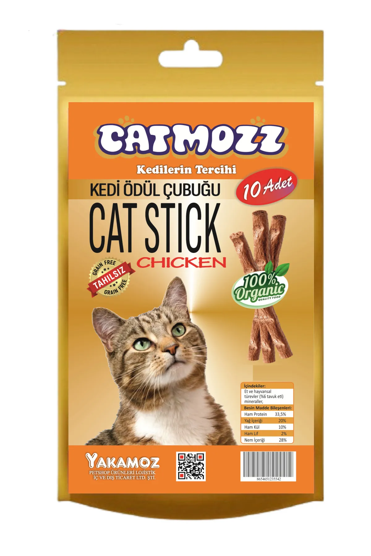 CatMozz Stick Tavuklu Kediler için Ödül Çubuğu 10'lu Paket