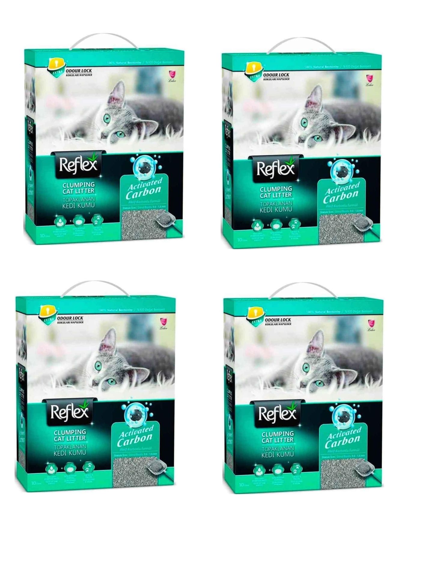 Reflex Aktif Karbonlu Topaklanan Kedi Kumu 6 Lt x 4 Adet