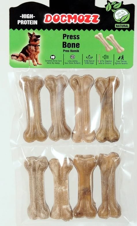 DogMozz Premium Deri Pres Natural Köpek Kemiği 7 Cm 8 Adet