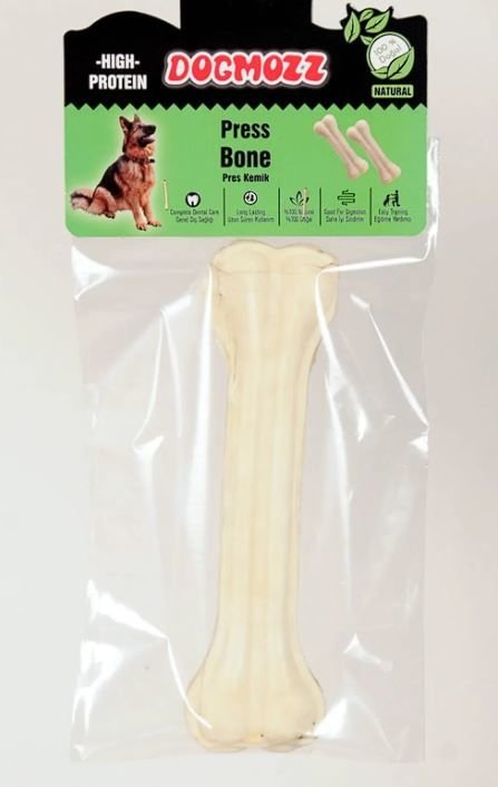 DogMozz Premium Deri Pres Beyaz Köpek Kemiği 22 Cm