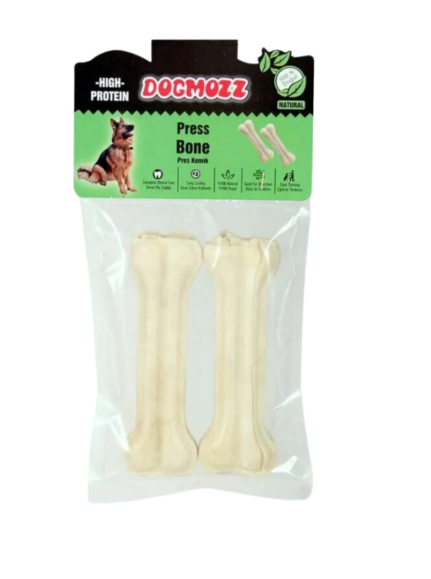 DogMozz Premium Deri Pres Köpek Kemiği Beyaz 15 Cm 2 Adet