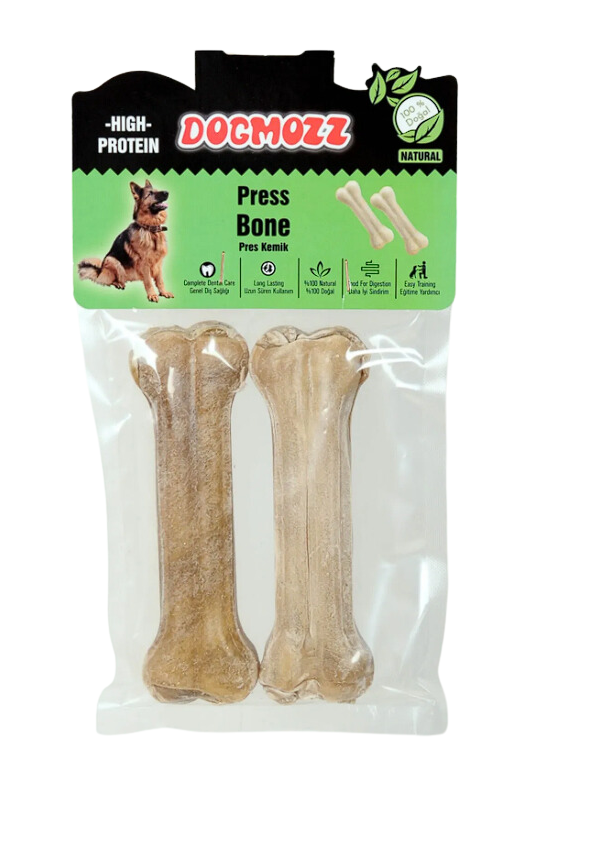 DogMozz Premium Deri Pres Köpek Kemiği Natural 15 Cm 2 Adet