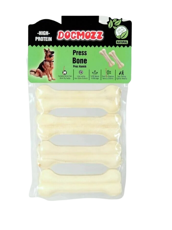 DogMozz Premium Deri Pres Köpek Kemiği Beyaz 4 Adet 12 Cm
