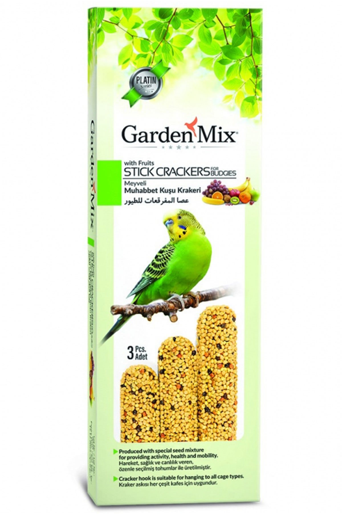 Garden Mix Meyveli Muhabbet Kuşu Krakeri 3'lü 1 Paket