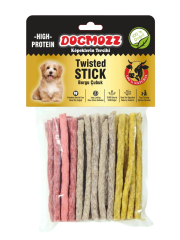 DogMozz Premium Deri Stick Kalın Burgu Çubuk Munchy 50 Adet