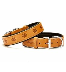 Doggie Comfort Deri Pati Desenli Köpek Boyun Tasması Medium Camel 2.5x37-45 Cm