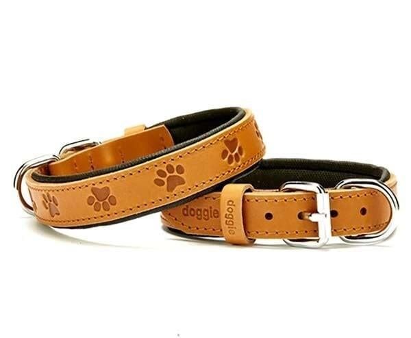 Doggie Comfort Deri Pati Desenli Köpek Boyun Tasması Camel