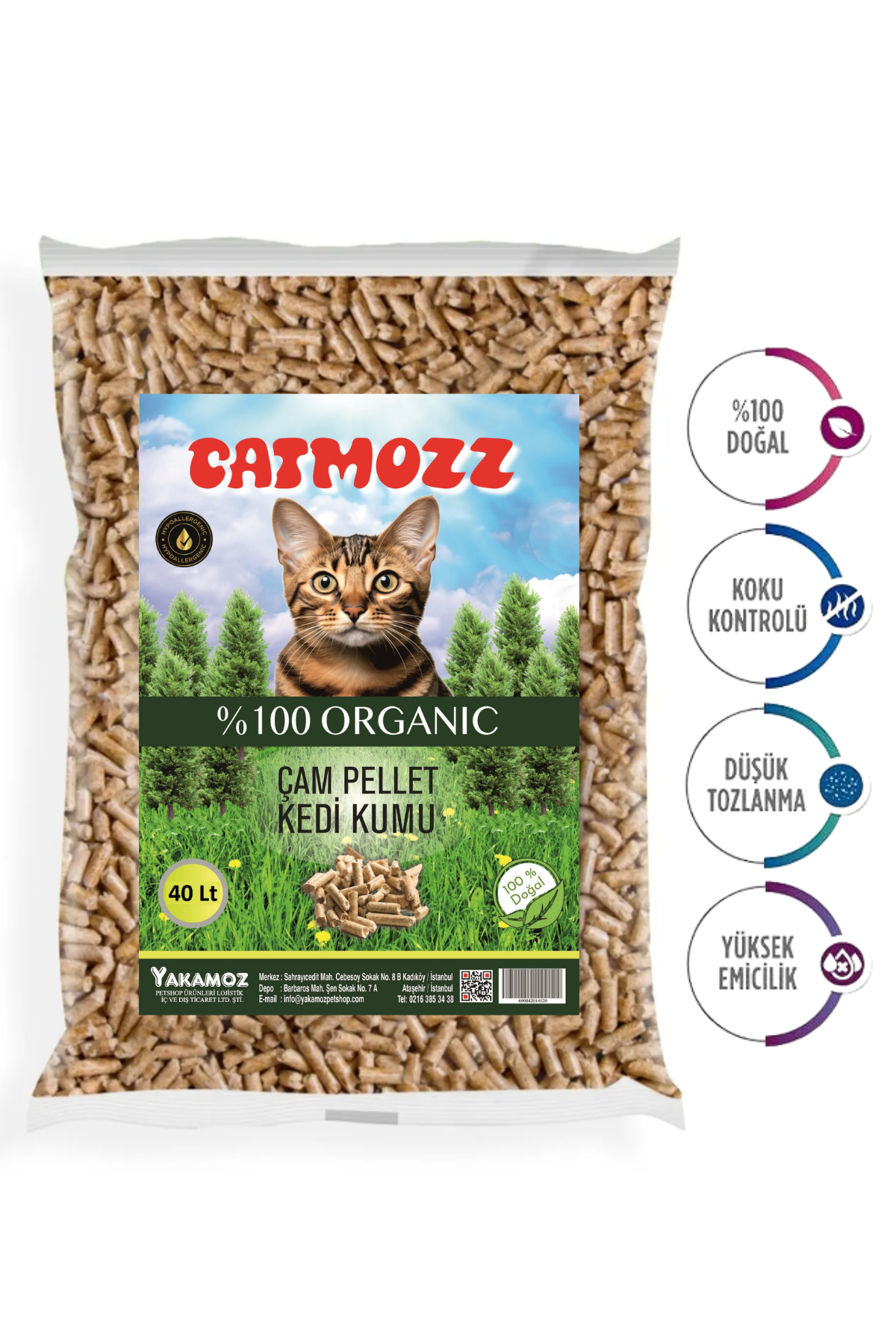 CatMozz Eco Hipoalerjenik Çam Peleti Kedi Kumu 40 Lt