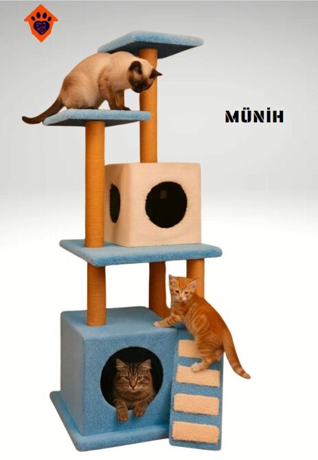 CatMozz Münih Yuvalı Kedi Tırmalama Oyuncağı ve Evi