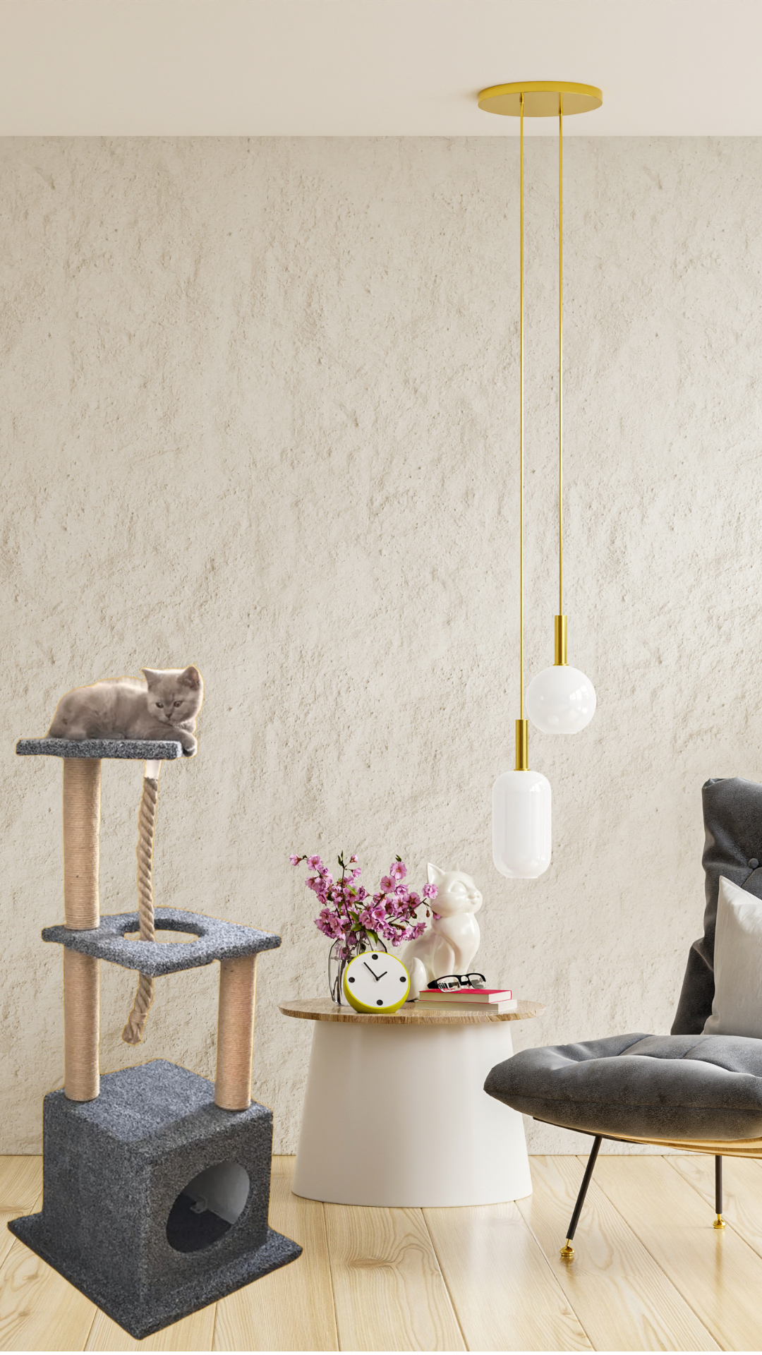 CatMozz Los Angeles Yuvalı Kedi Tırmalama Oyuncağı ve Evi