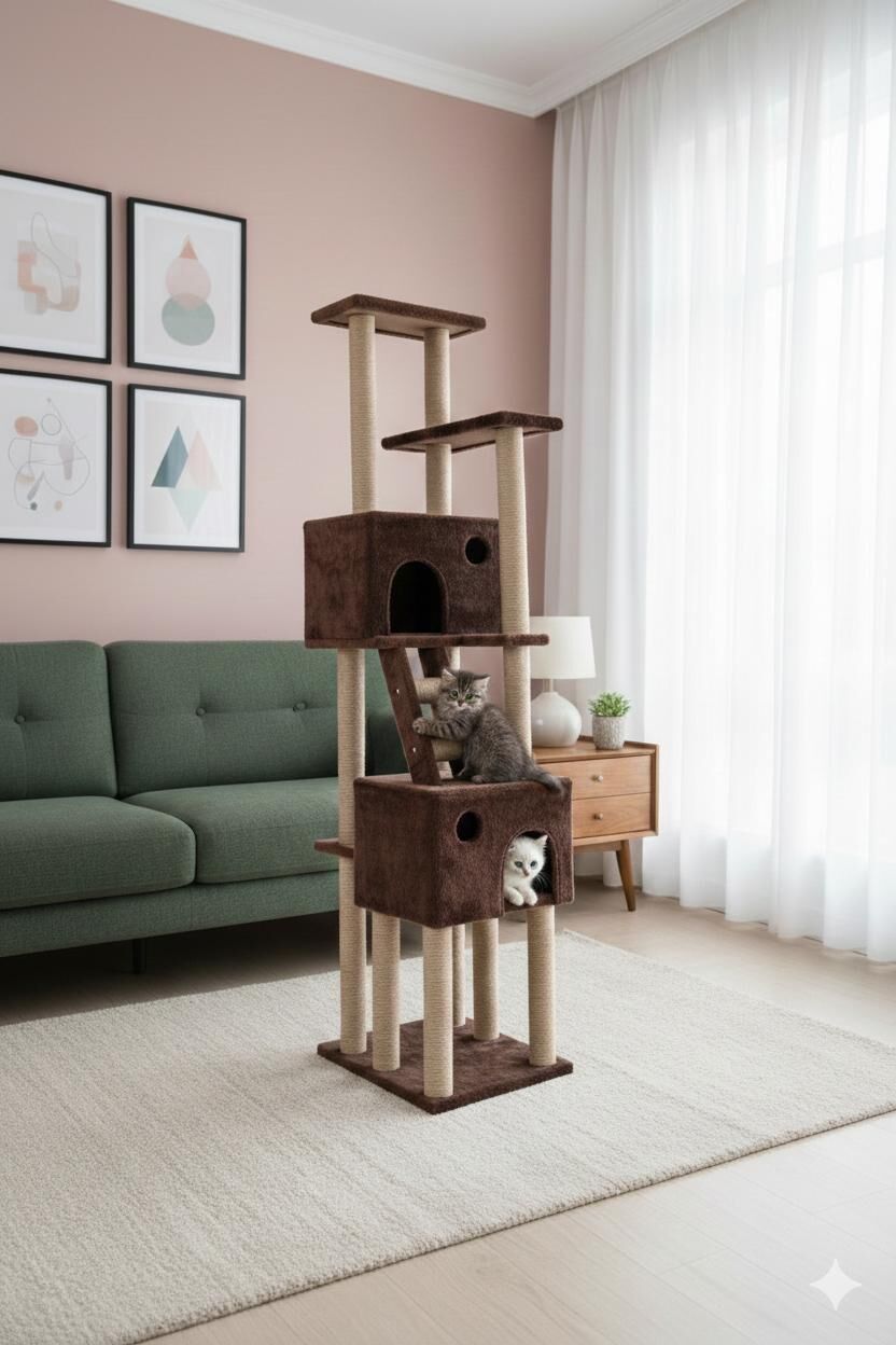 CatMozz Atina Yuvalı Kedi Tırmalama Oyuncağı ve Evi