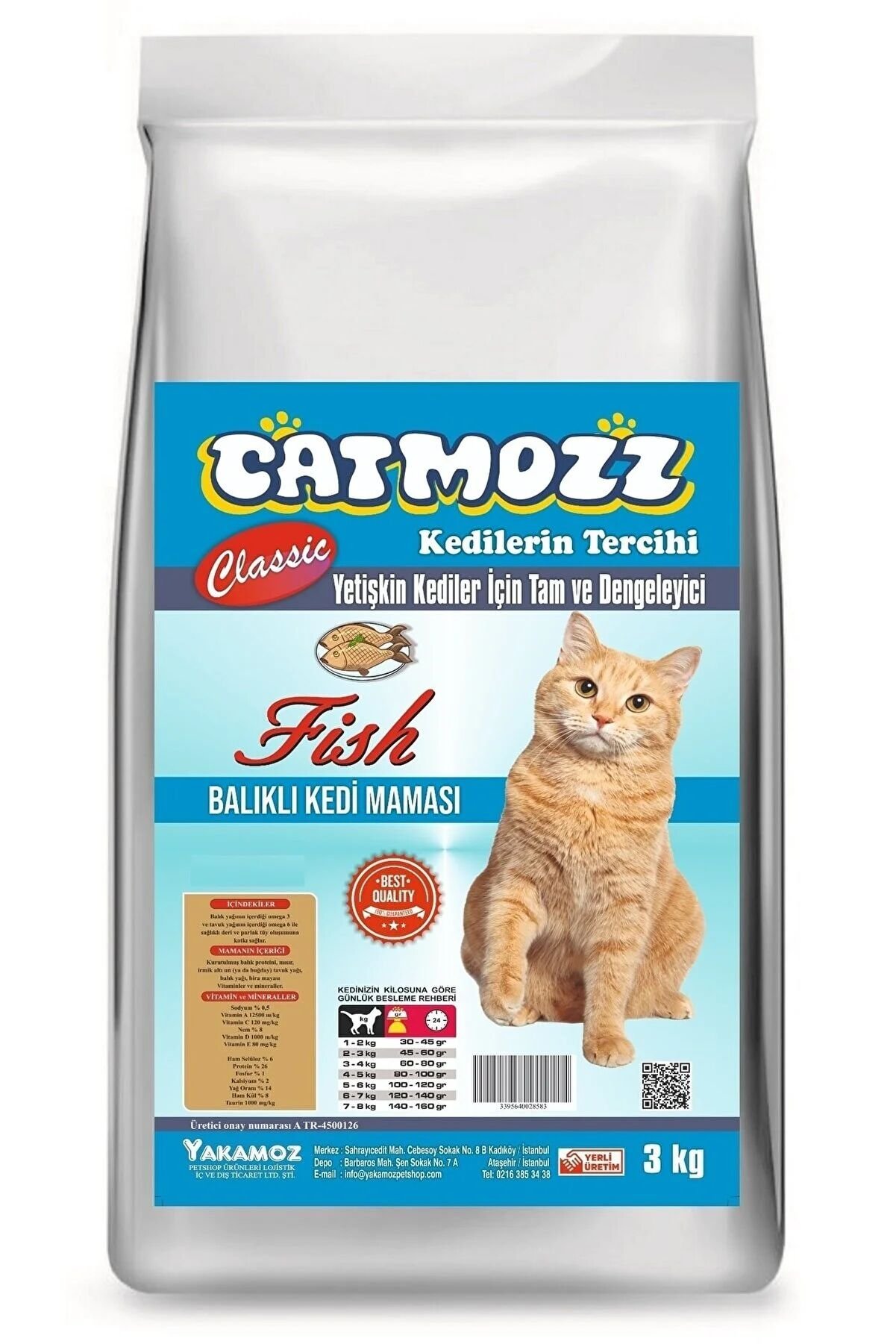 CatMozz Classic Balıklı Yetişkin Kedi Maması 3 Kg
