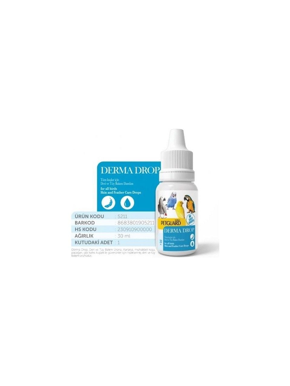 Petguard Kuş Vit Derma Support 30 ml