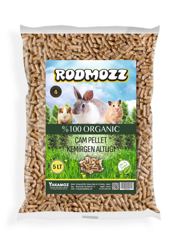 RodMozz Doğal Organik Kemirgen Altlığı Talaş Çam Peleti 5 Lt