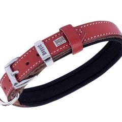 Doggie Comfort Deri Kemik Desenli Köpek Boyun Tasması Medium Kırmızı 3,5x47-55 cm