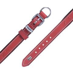 Doggie Comfort Deri Kemik Desenli Köpek Boyun Tasması Medium Kırmızı 3,5x47-55 cm