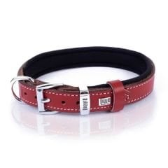 Doggie Comfort Deri Kemik Desenli Köpek Boyun Tasması Medium Kırmızı 3,5x47-55 cm