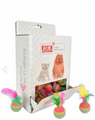 Flip Tüylü Gökkuşağı Kedi Oyun Topu Oyuncağı