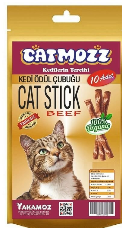 CatMozz Stick Biftekli Kediler için Ödül Çubuğu 10'Lu Paket