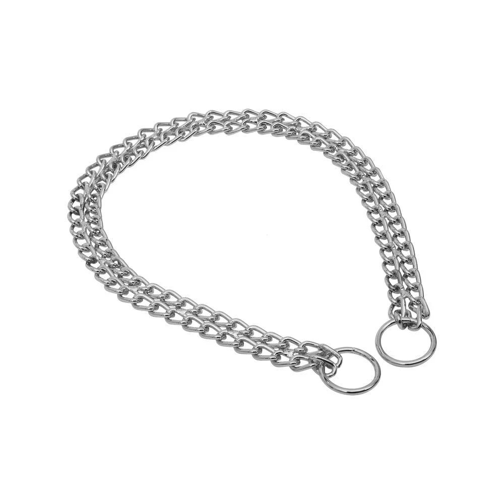 Doggie Eğitim Serisi Çift Boğma Zincirli Köpek Boyun Tasması 2,5x45-55 cm - Chrome