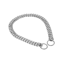 Doggie Eğitim Serisi Çift Boğma Zincirli Köpek Boyun Tasması 2,5x45-55 cm - Chrome