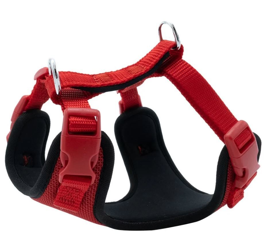 Doggie Havalı Dokumadan El Yapımı Köpek Kırmızı Göğüs Tasması 2,5x65-70  cm