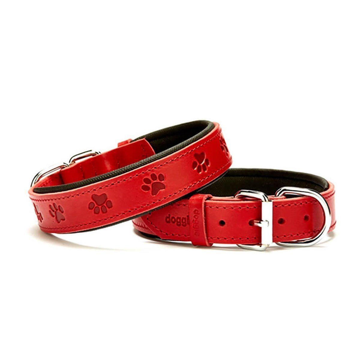 Doggie Konfor Deri Pati Desenli Boyun Tasması Kırmızı 3X42-50 cm