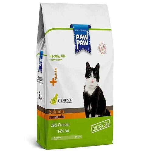 Paw Paw Somonlu Kısırlaştırılmış Yetişkin Kedi Maması 15 Kg